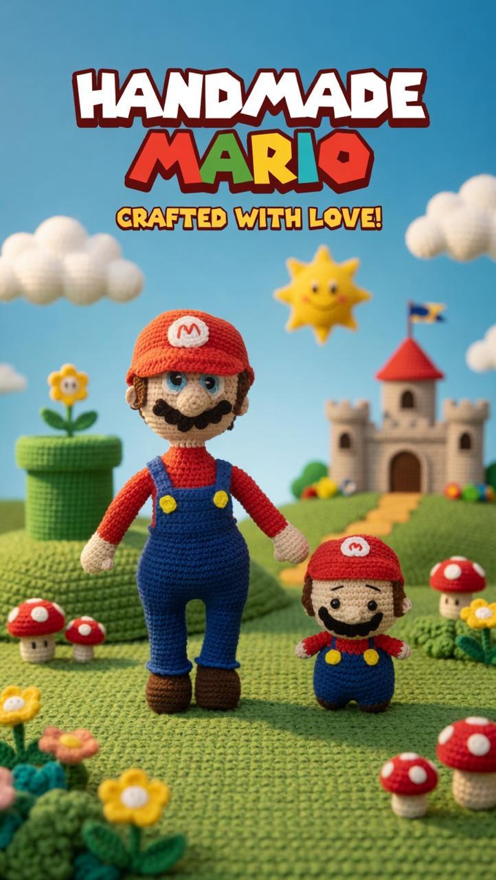 Handmade crochet Super Mario figurine promo photo