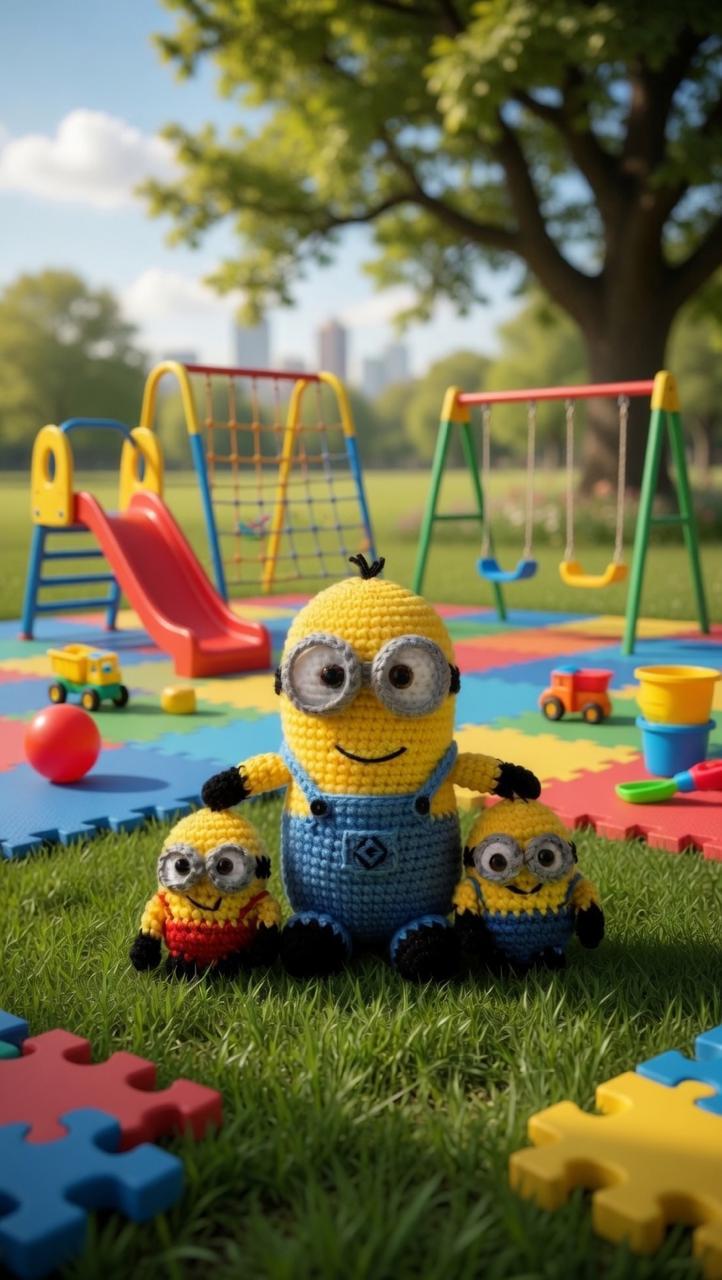 Handmade crochet Little Yellow Friends Trio soft figurines